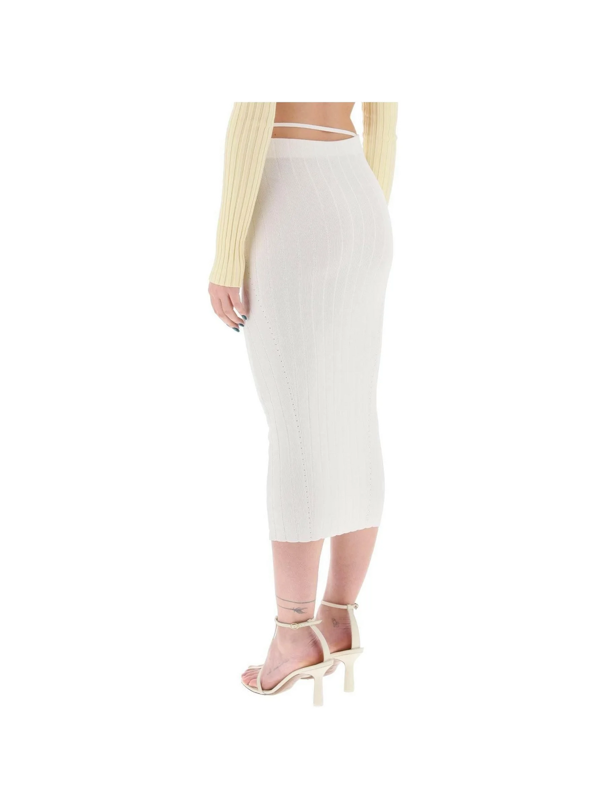 White La jupe Pralù Knit Midi Skirt JACQUEMUS JOHN JULIA.