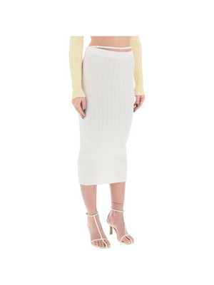 White La jupe Pralù Knit Midi Skirt JACQUEMUS JOHN JULIA.