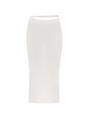 White La jupe Pralù Knit Midi Skirt JACQUEMUS JOHN JULIA.