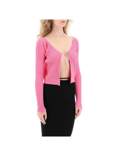 JACQUEMUS-Neon Pink 'La Maille Pralù Longue' Cardigan-JOHN JULIA