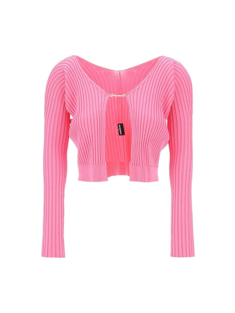 JACQUEMUS-Neon Pink 'La Maille Pralù Longue' Cardigan-JOHN JULIA