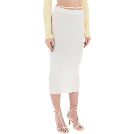 White La jupe Pralù Knit Midi Skirt JACQUEMUS JOHN JULIA.