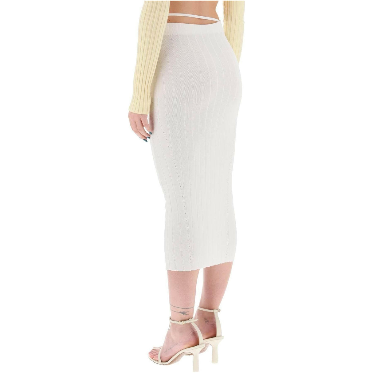 White La jupe Pralù Knit Midi Skirt JACQUEMUS JOHN JULIA.