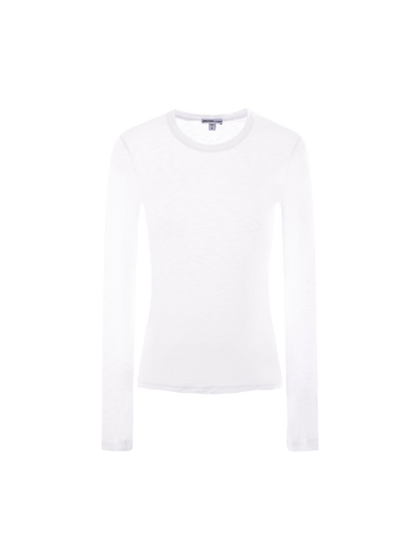 Sheer Slub Cotton Long-sleeved T-shirt-JAMES PERSE-JOHN JULIA