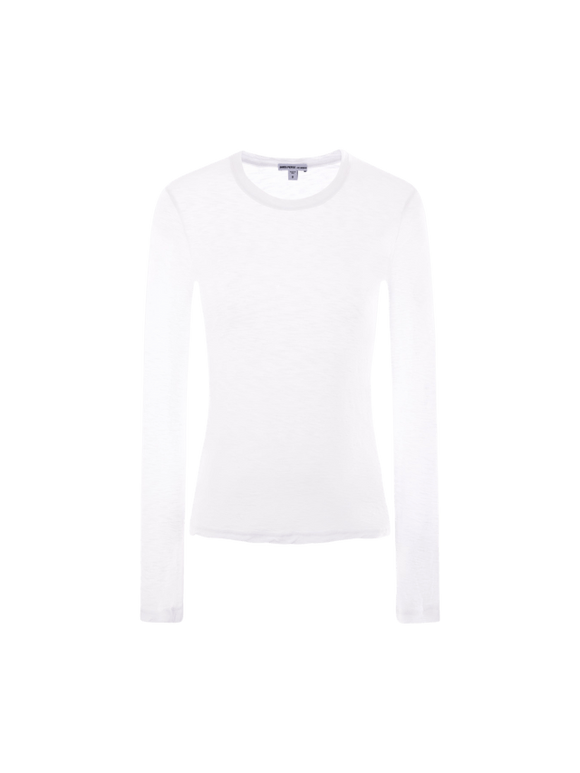 Sheer Slub Cotton Long-sleeved T-shirt-JAMES PERSE-JOHN JULIA