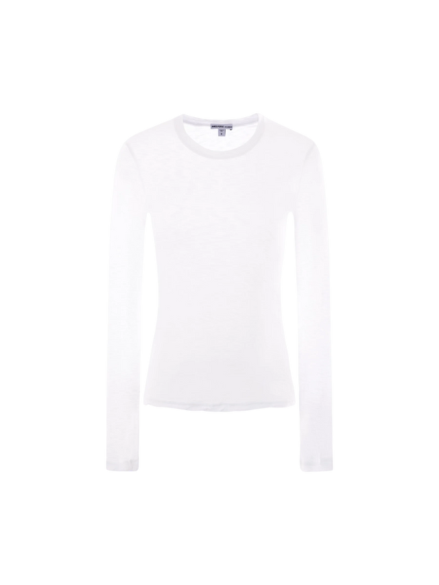 Sheer Slub Cotton Long-sleeved T-shirt-JAMES PERSE-JOHN JULIA