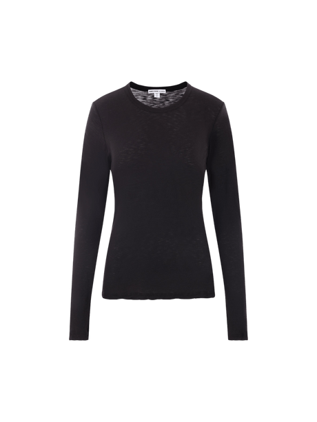 Sheer Slub Cotton Long-sleeved T-shirt-JAMES PERSE-JOHN JULIA