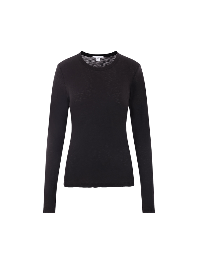 Sheer Slub Cotton Long-sleeved T-shirt-JAMES PERSE-JOHN JULIA