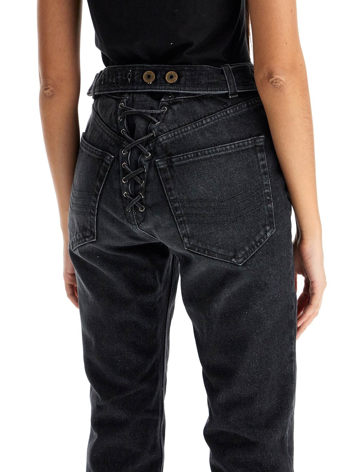 Jeans With Padded Inlays And Lace-up