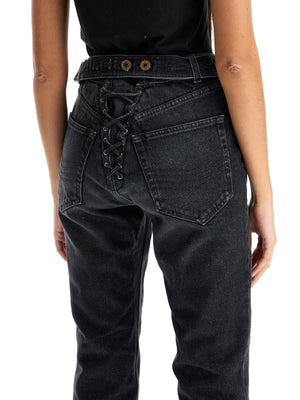 Jeans With Padded Inlays And Lace-up