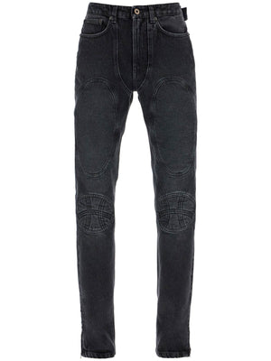 Jeans With Padded Inlays And Lace-up