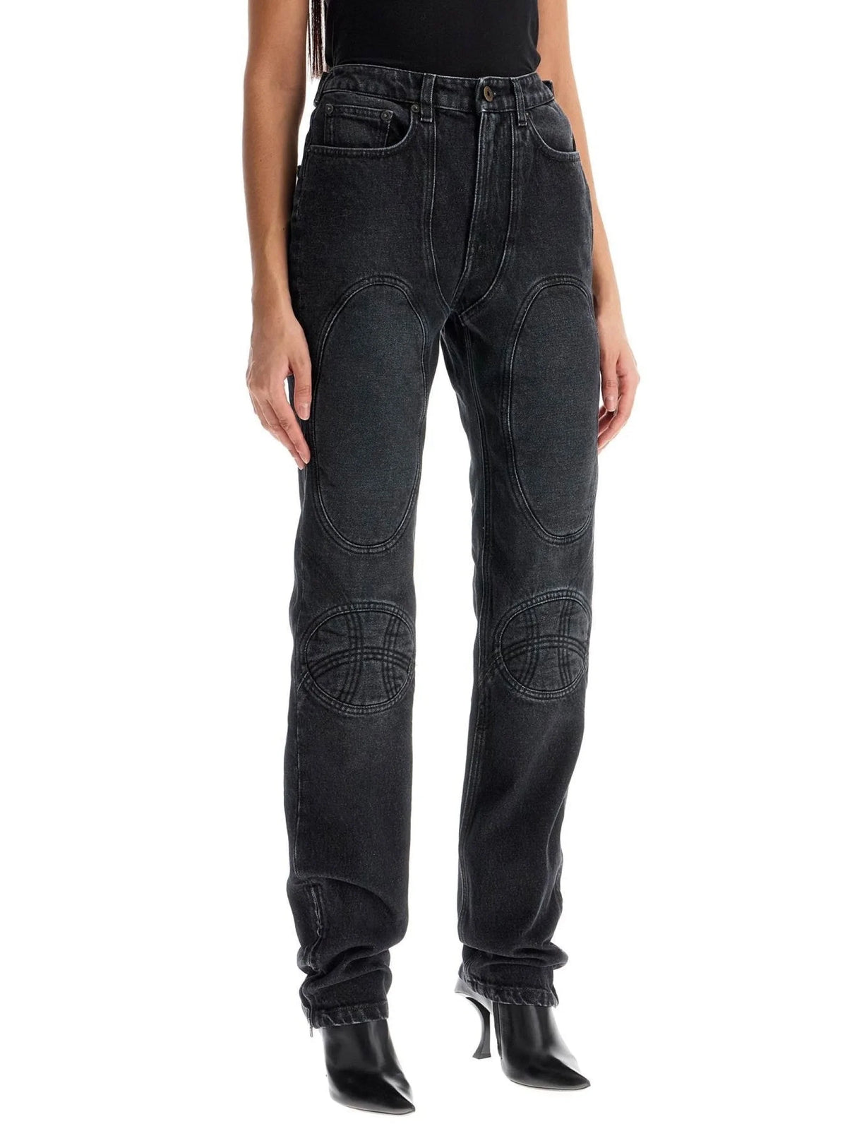 Jeans With Padded Inlays And Lace-up