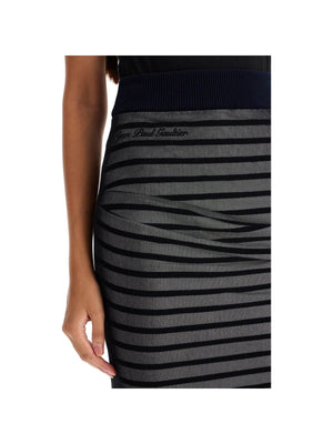 Striped Ribbed Long Skirt