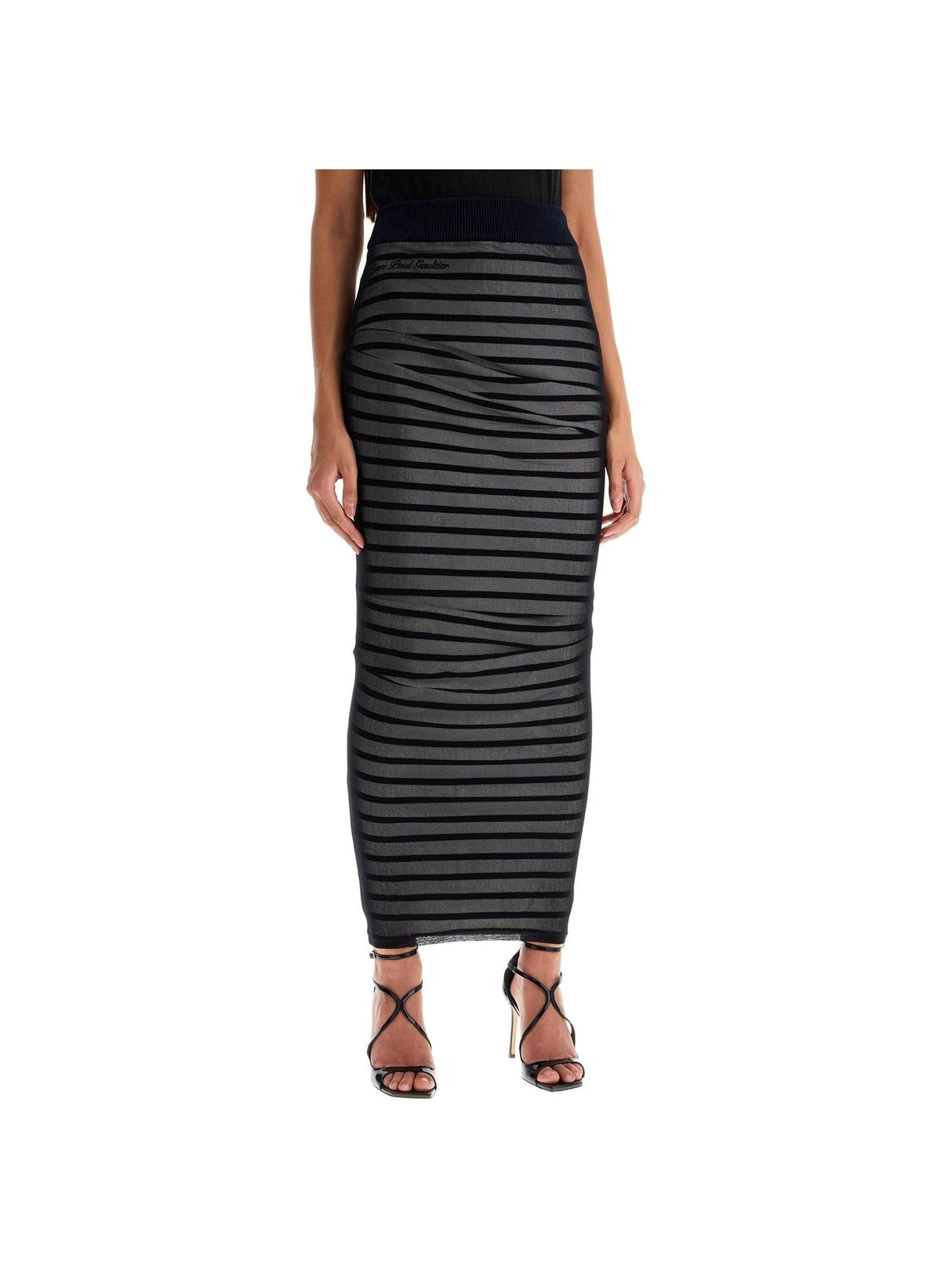 Striped Ribbed Long Skirt