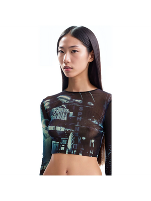 JEAN PAUL GAULTIER-The Blue Pigalle Crop Top -JOHN JULIA.