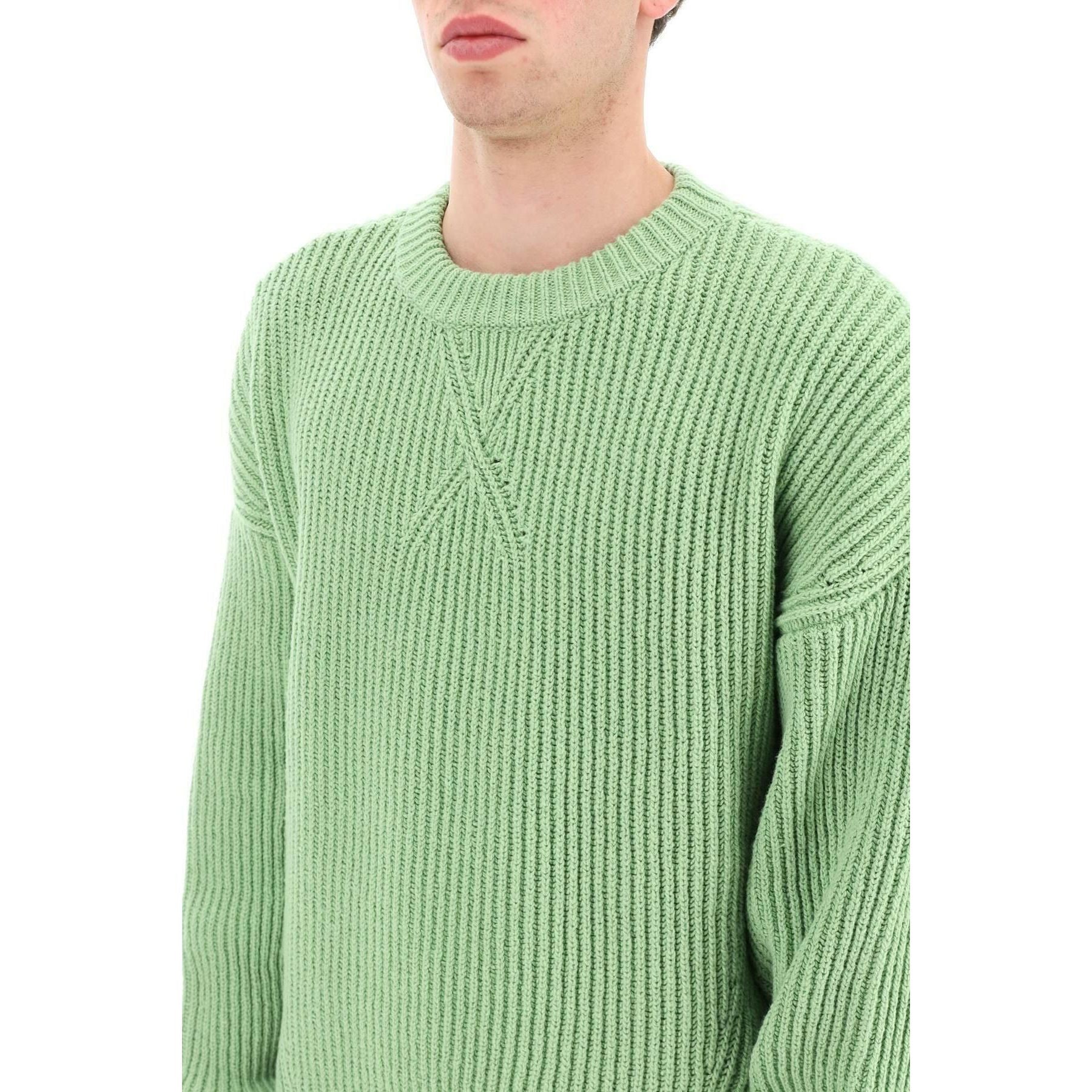 Green Ribbed Oversized Crewneck Sweater JIL SANDER JOHN JULIA.
