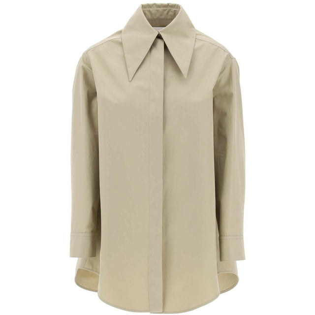 Kakhi Green Wide Point Collar Organic Cotton Shirt JIL SANDER JOHN JULIA.