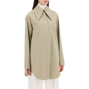 Kakhi Green Wide Point Collar Organic Cotton Shirt JIL SANDER JOHN JULIA.