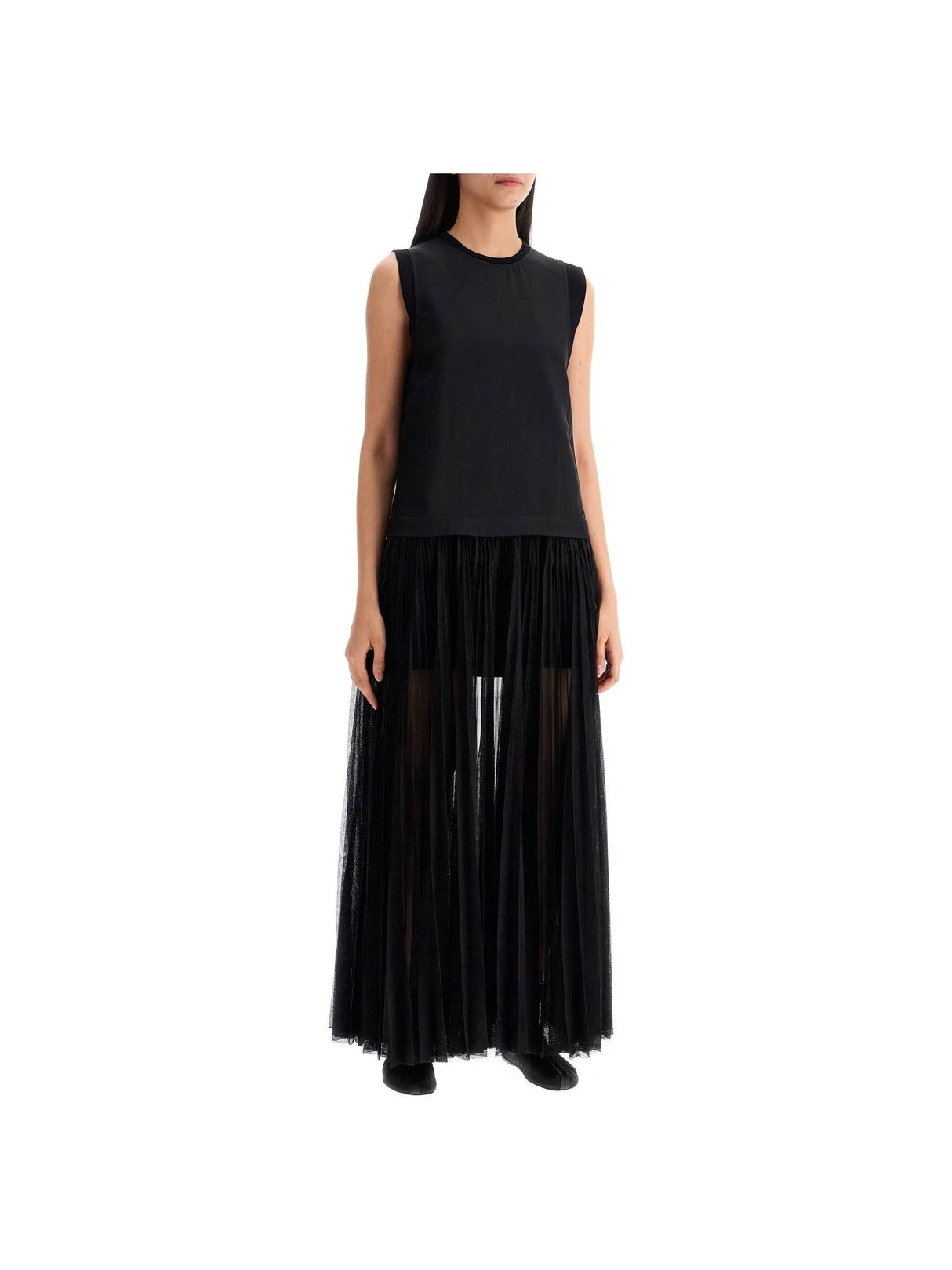 Layered Knit Pleated Dress - Women > Clothing > Dresses > Maxi