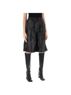 Black Nappa Leather Drawstring Shorts JIL SANDER JOHN JULIA.