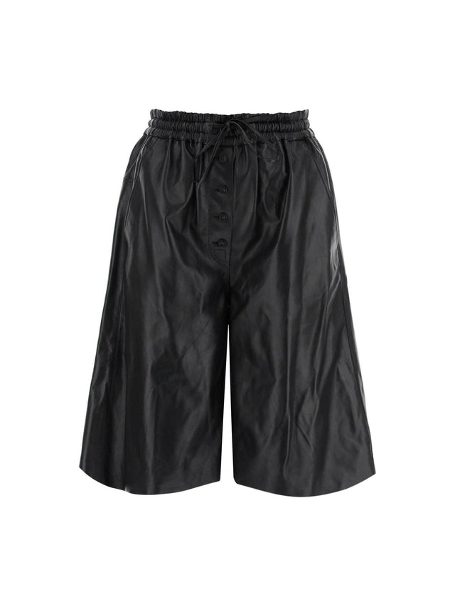 Black Nappa Leather Drawstring Shorts JIL SANDER JOHN JULIA.