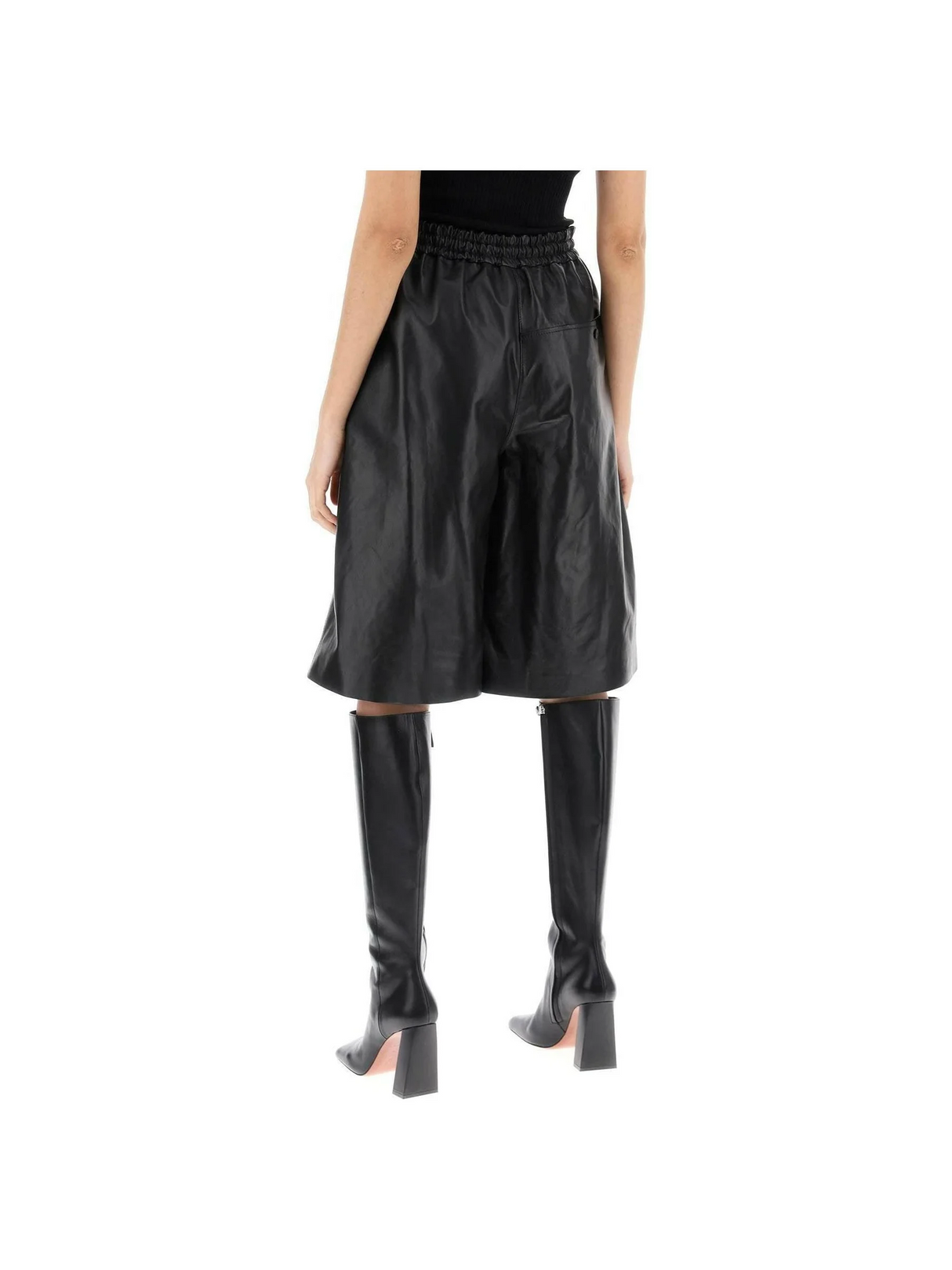 Black Nappa Leather Drawstring Shorts JIL SANDER JOHN JULIA.