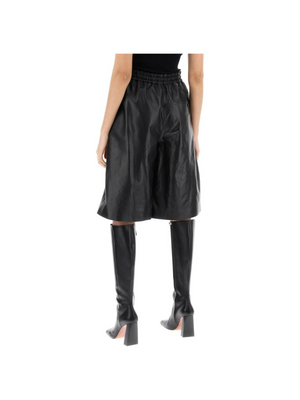 Black Nappa Leather Drawstring Shorts JIL SANDER JOHN JULIA.