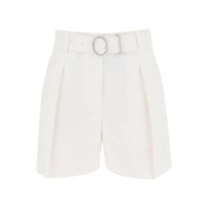 Optic White Belted Cotton Canvas Tailored Shorts JIL SANDER JOHN JULIA.