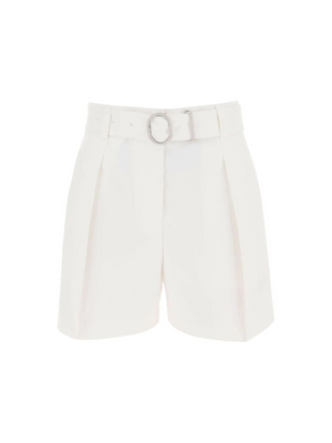 Optic White Belted Cotton Canvas Tailored Shorts JIL SANDER JOHN JULIA.