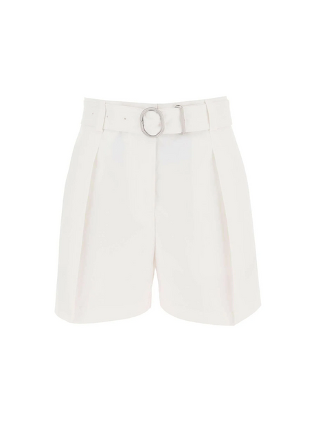 Optic White Belted Cotton Canvas Tailored Shorts JIL SANDER JOHN JULIA.