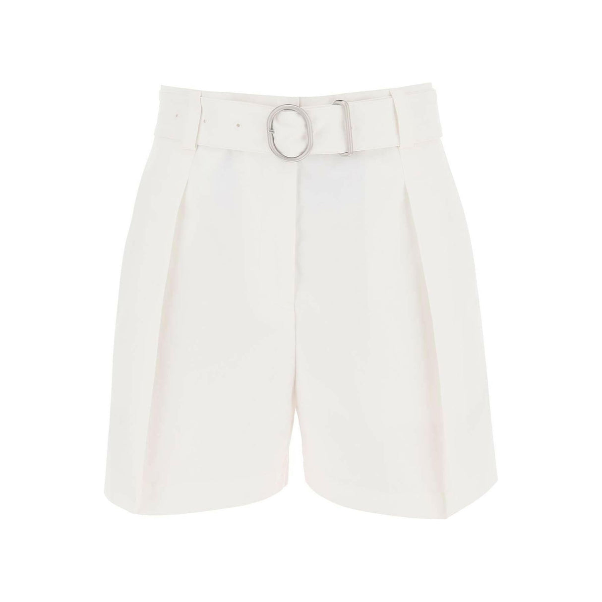 Optic White Belted Cotton Canvas Tailored Shorts JIL SANDER JOHN JULIA.