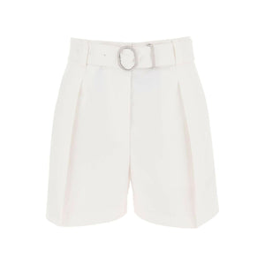 Optic White Belted Cotton Canvas Tailored Shorts JIL SANDER JOHN JULIA.