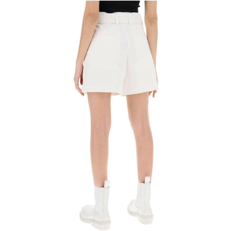 Optic White Belted Cotton Canvas Tailored Shorts JIL SANDER JOHN JULIA.