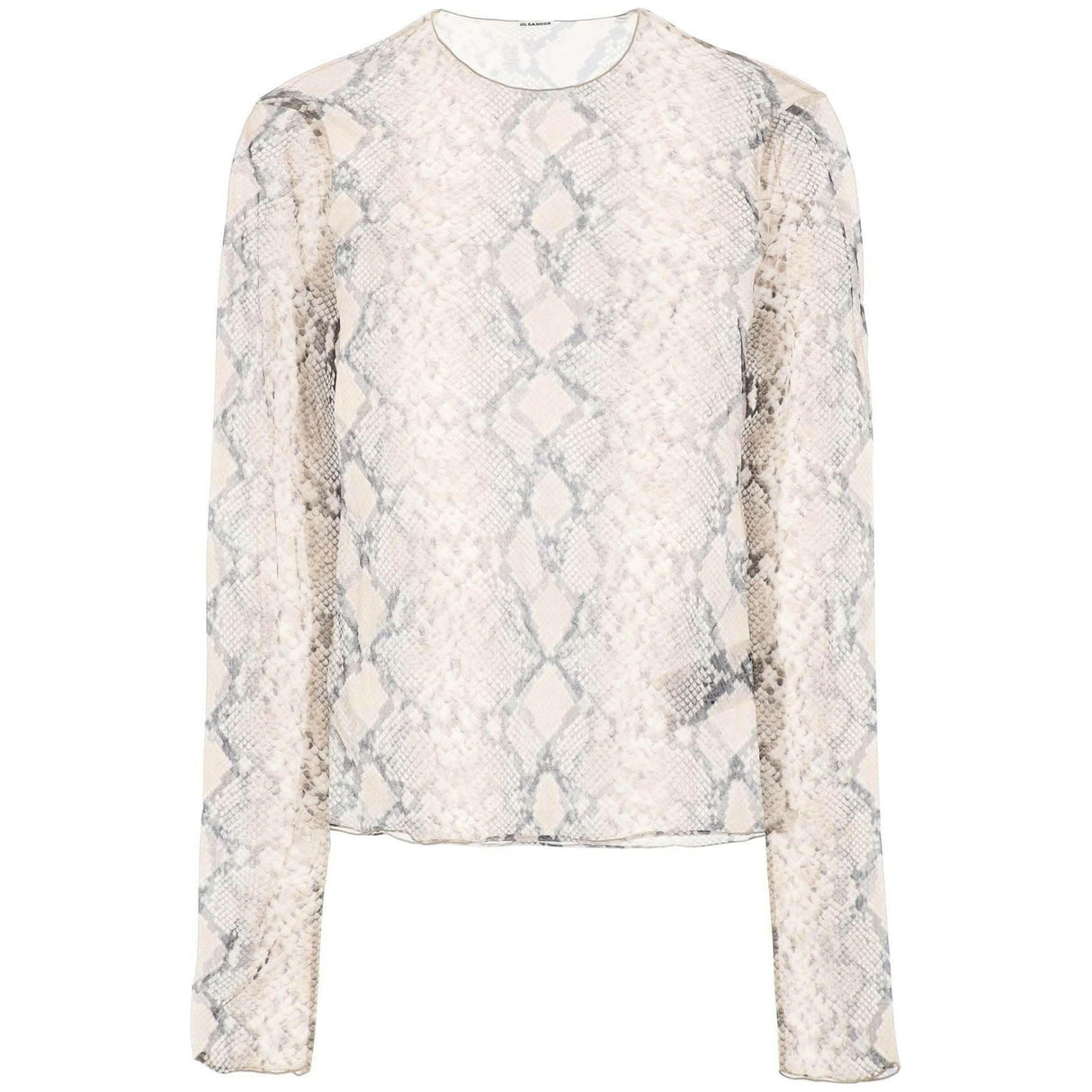 Python Print Long-Sleeved Semi-Transparent Silk Shirt JIL SANDER JOHN JULIA.