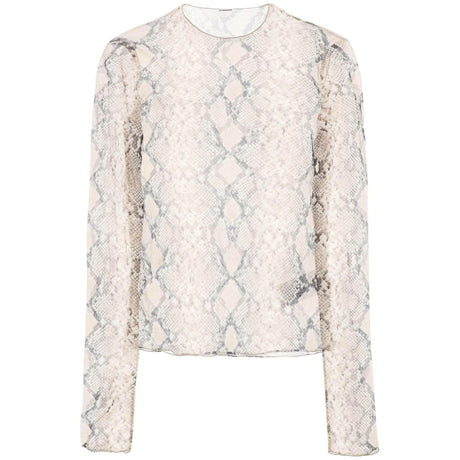 Python Print Long-Sleeved Semi-Transparent Silk Shirt JIL SANDER JOHN JULIA.