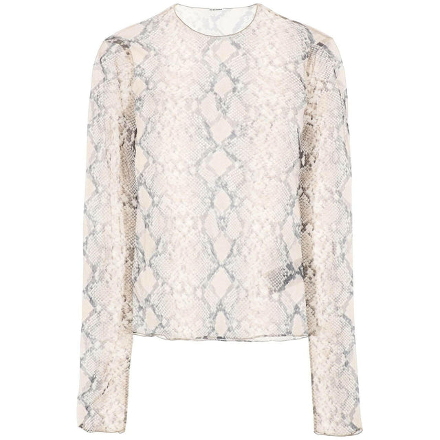 Python Print Long-Sleeved Semi-Transparent Silk Shirt JIL SANDER JOHN JULIA.