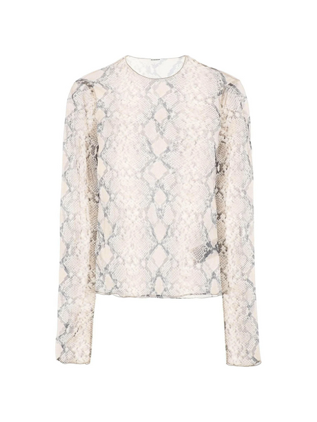 Python Print Long-Sleeved Semi-Transparent Silk Shirt JIL SANDER JOHN JULIA.