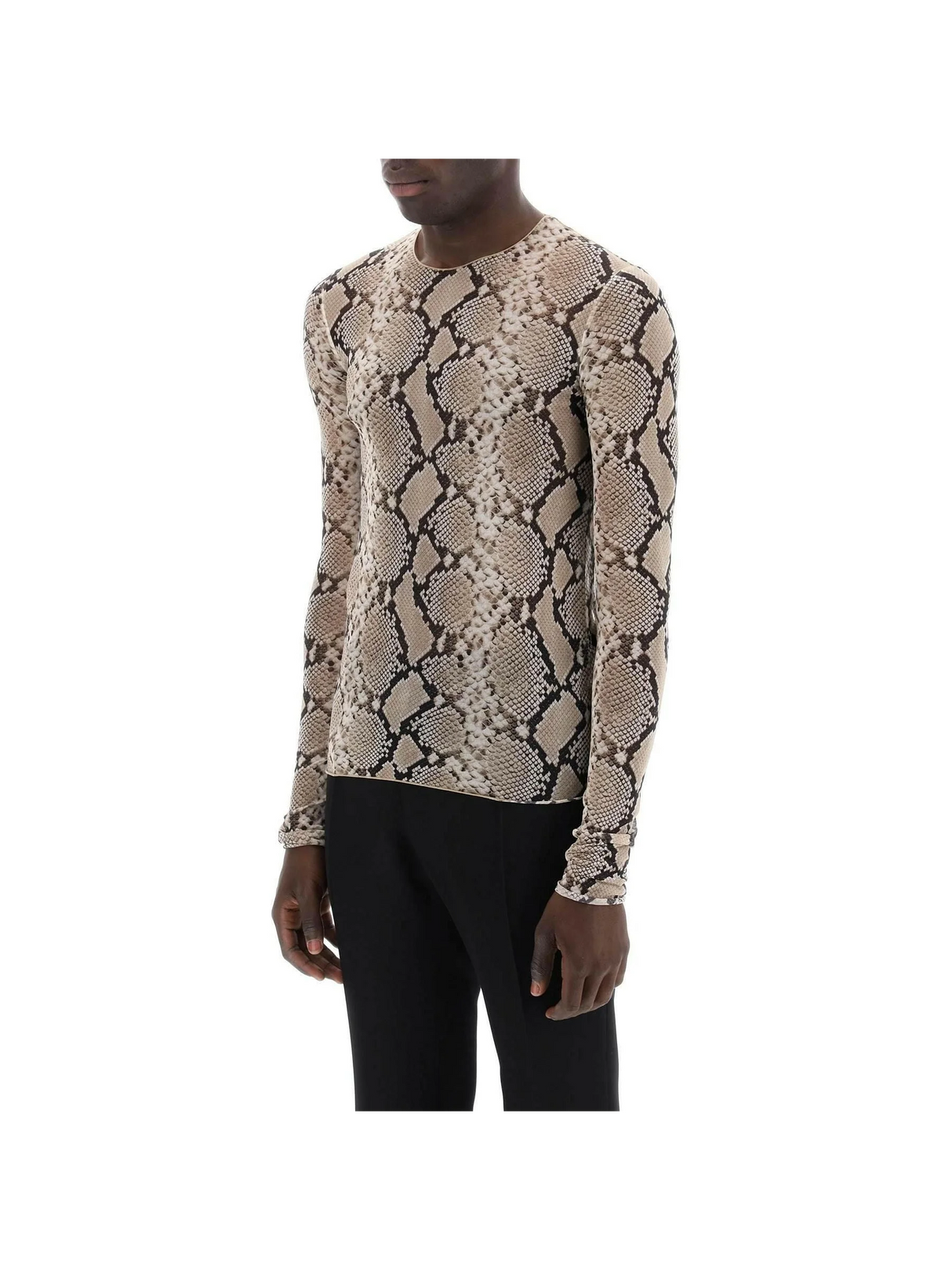 Python Print Long-Sleeved Semi-Transparent Silk Shirt JIL SANDER JOHN JULIA.