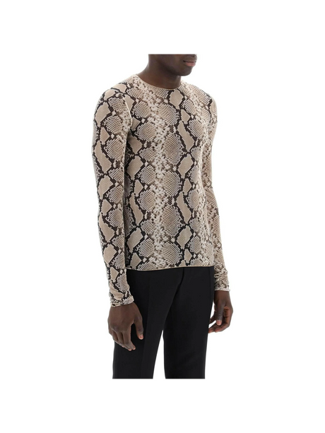 Python Print Long-Sleeved Semi-Transparent Silk Shirt JIL SANDER JOHN JULIA.