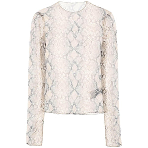 Python Print Long-Sleeved Semi-Transparent Silk Shirt JIL SANDER JOHN JULIA.