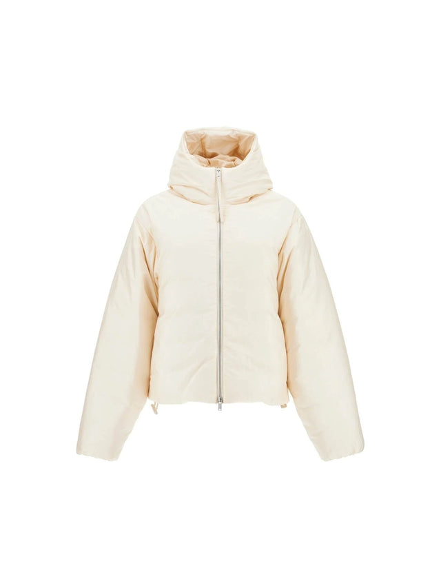 Short Down Jacket in Silk Blend - Women > Clothing > Outerwear > Puffer jackets