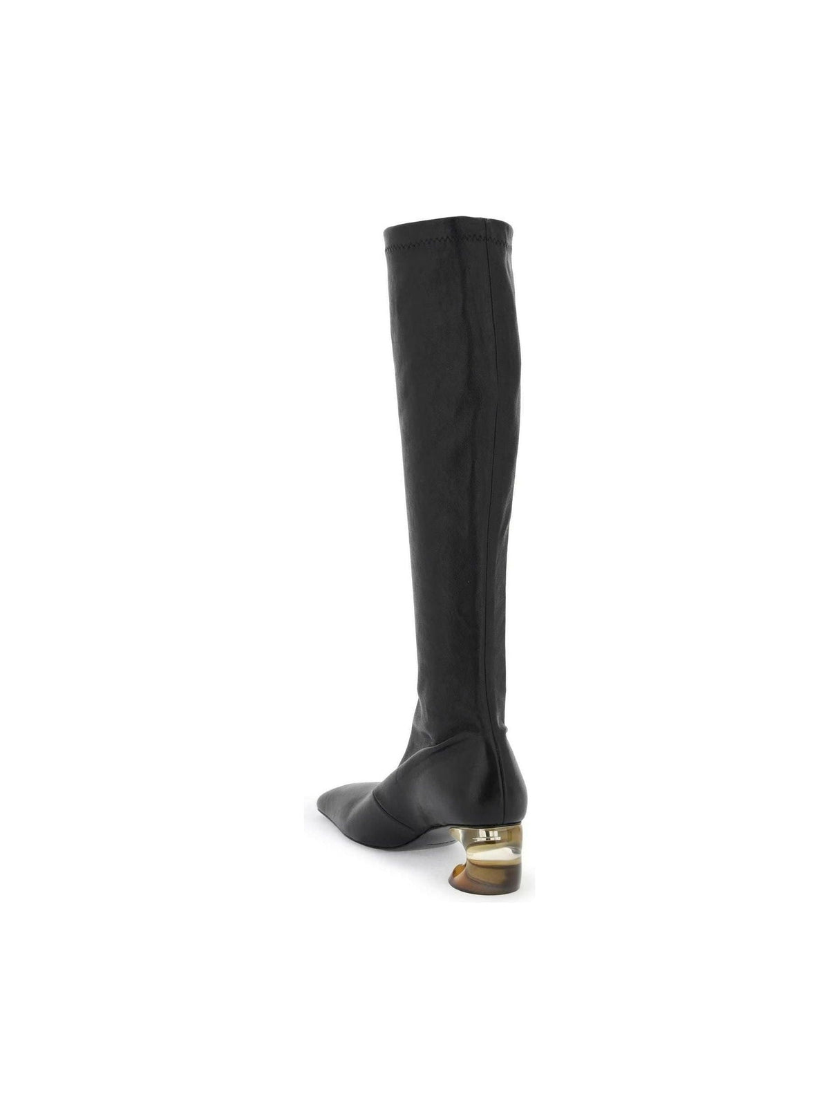 Black Stretch Leather Boots JIL SANDER JOHN JULIA.