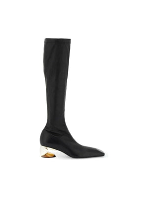 Black Stretch Leather Boots JIL SANDER JOHN JULIA.