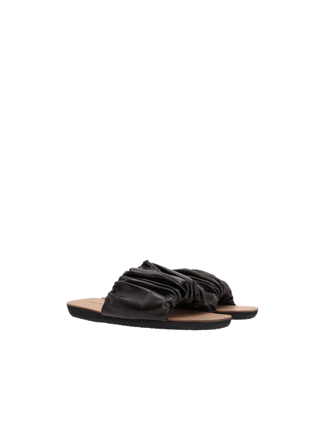 Tripon Gathered Leather Sandals-Jil Sander-JOHN JULIA