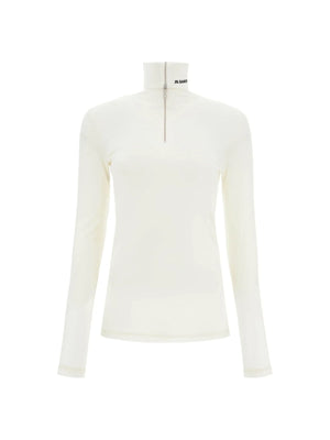 Wool Blend Long-Sleeved T-Shirt Zipper - Woman > Clothing > Tops and Sweatshirts > T-shirts and Polo shirts