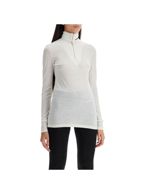 Wool Blend Long-Sleeved T-Shirt Zipper - Woman > Clothing > Tops and Sweatshirts > T-shirts and Polo shirts