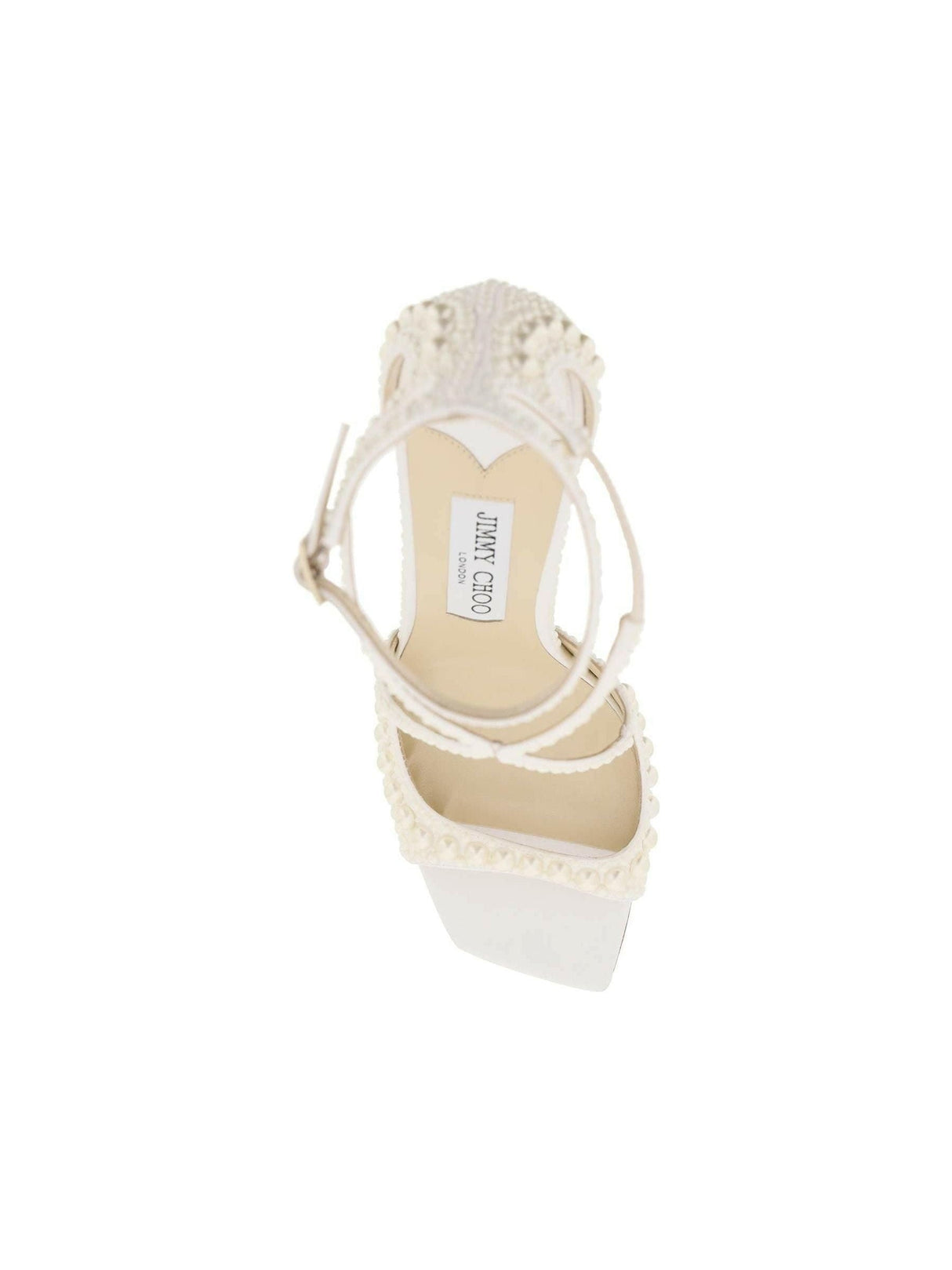 JIMMY CHOO-'Azia 95' Satin All-Over Pearls Sandals-JOHN JULIA