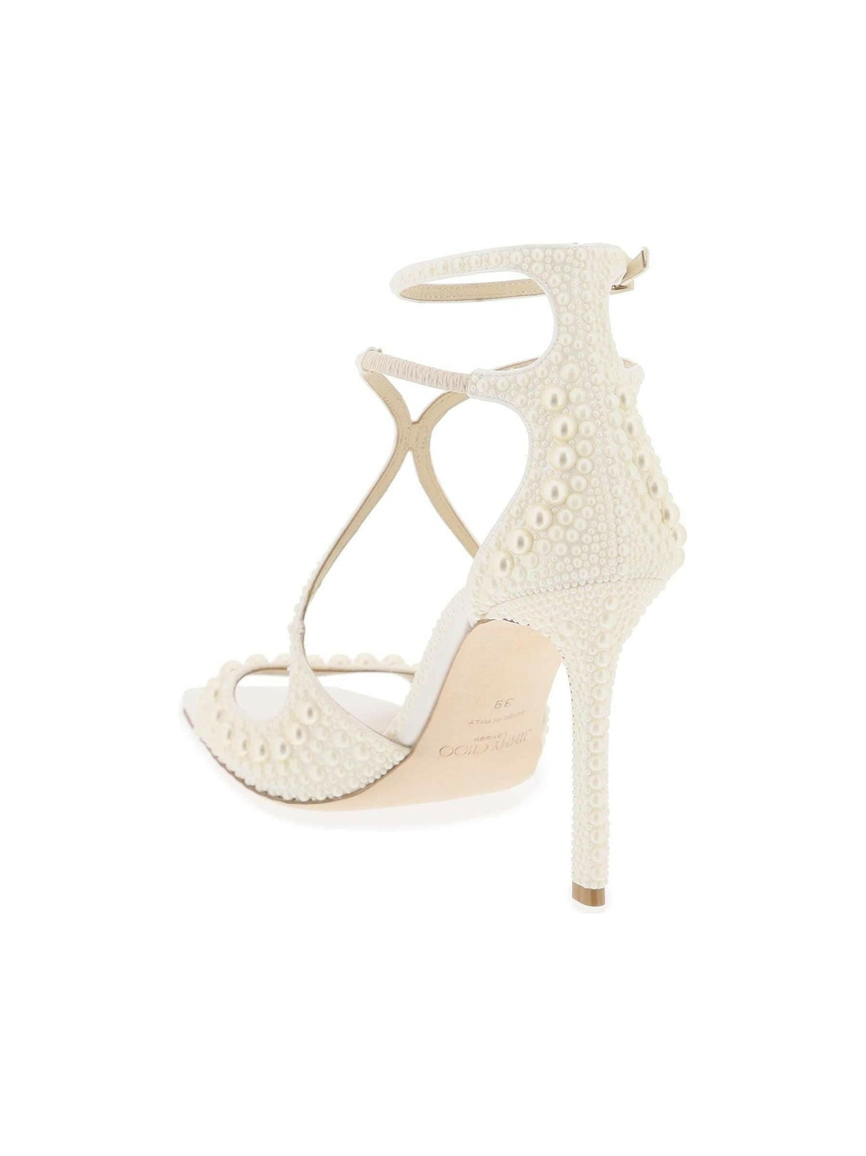 JIMMY CHOO-'Azia 95' Satin All-Over Pearls Sandals-JOHN JULIA