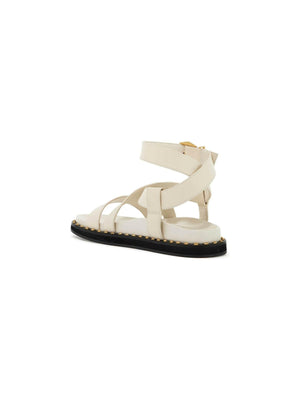 JIMMY CHOO-Blaise Flat Leather Sandals-JOHN JULIA