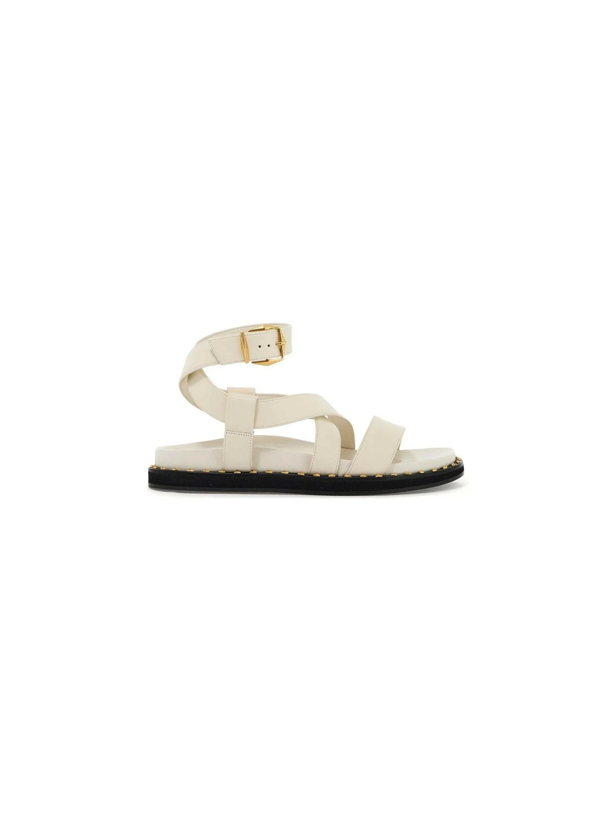 JIMMY CHOO-Blaise Flat Leather Sandals-JOHN JULIA